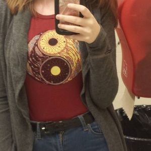 A red dreamcatcher yin yang crop top